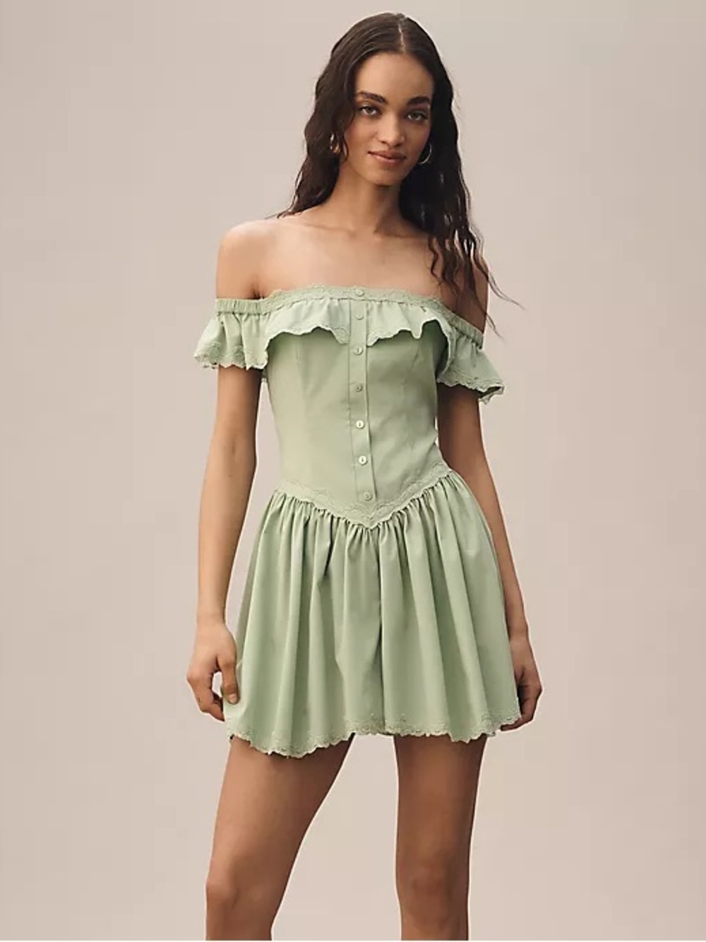 Anthropologie mare mare off the shoulder ruffle romper